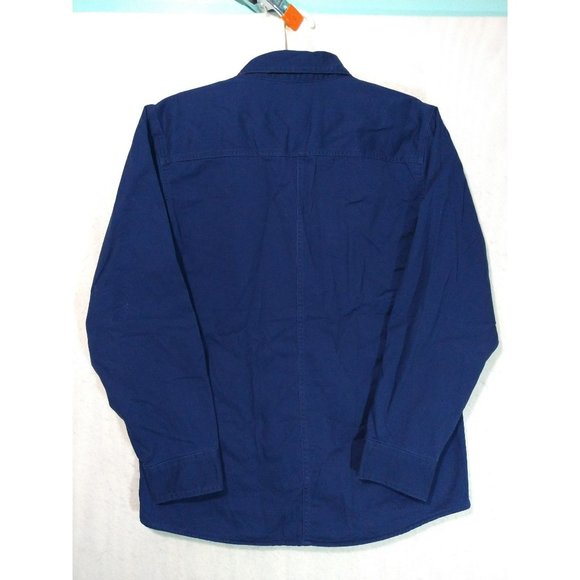 Lands End Mens Flannel Lined Work Shirt Jacket Shacket Navy Blue Size Medium New - Picture 2 of 11